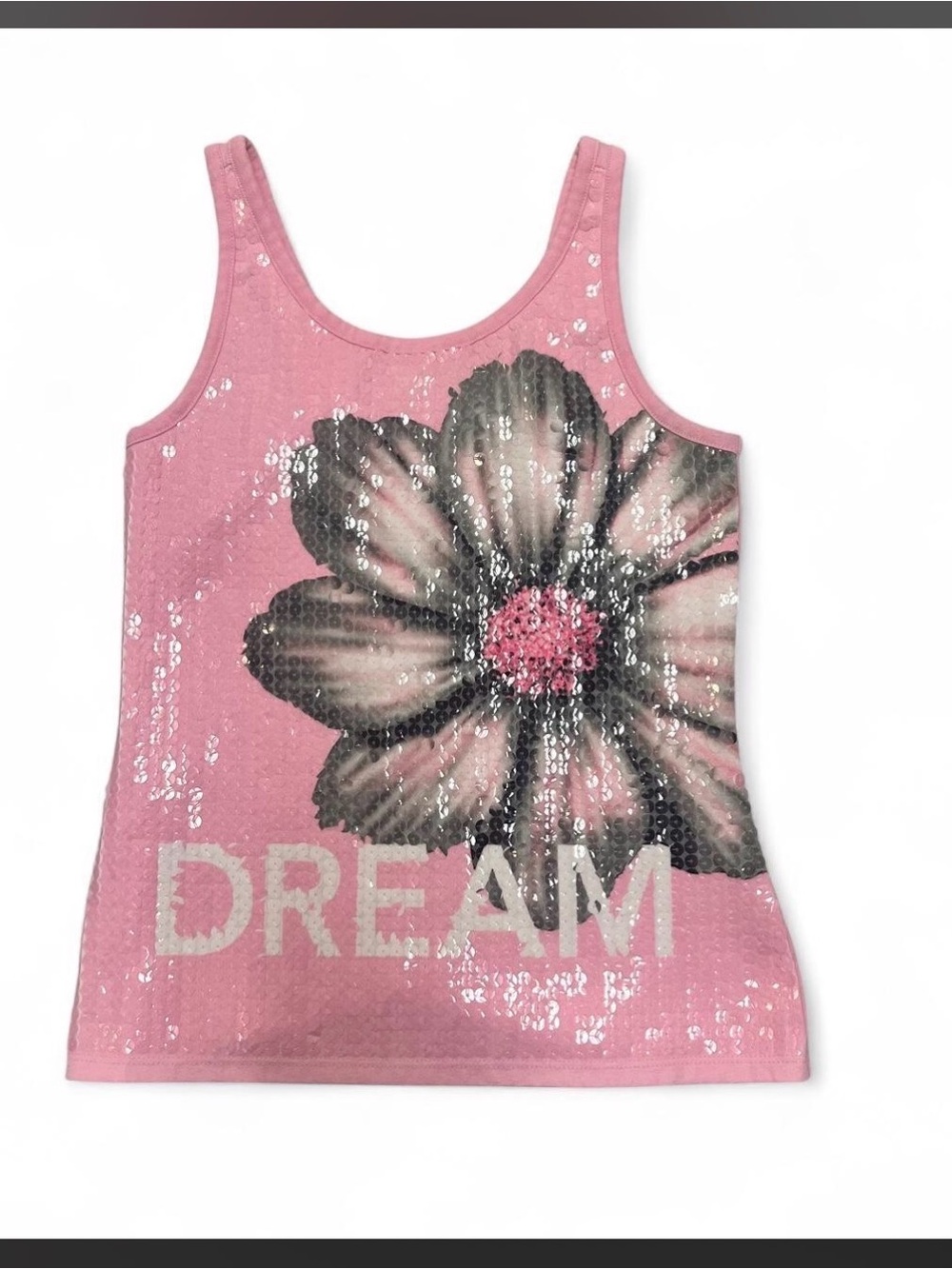 Justice Girls Pink Sequin Flower 'Dream' Tank Top - Kids